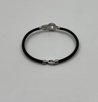 Black Steel Cable Row 18 Karat White Gold Diamonds Filigree Statement Bracelet