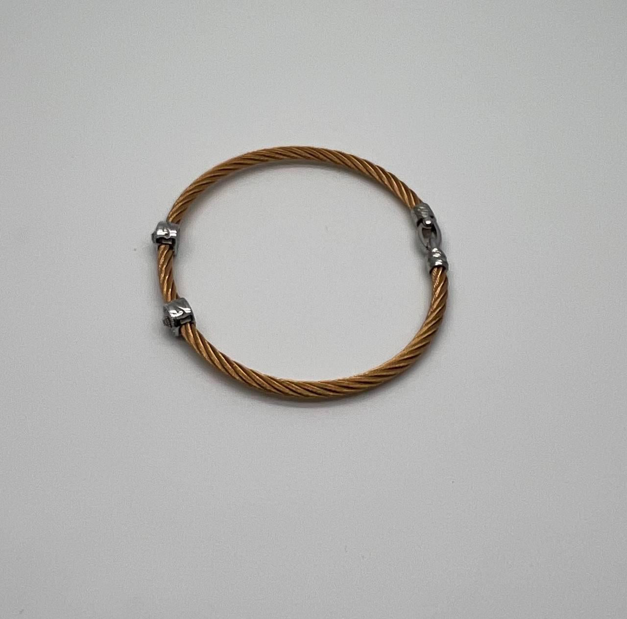 Yellow Cable Row 18K White Gold Diamonds Filigree Statement Twisted Bracelet