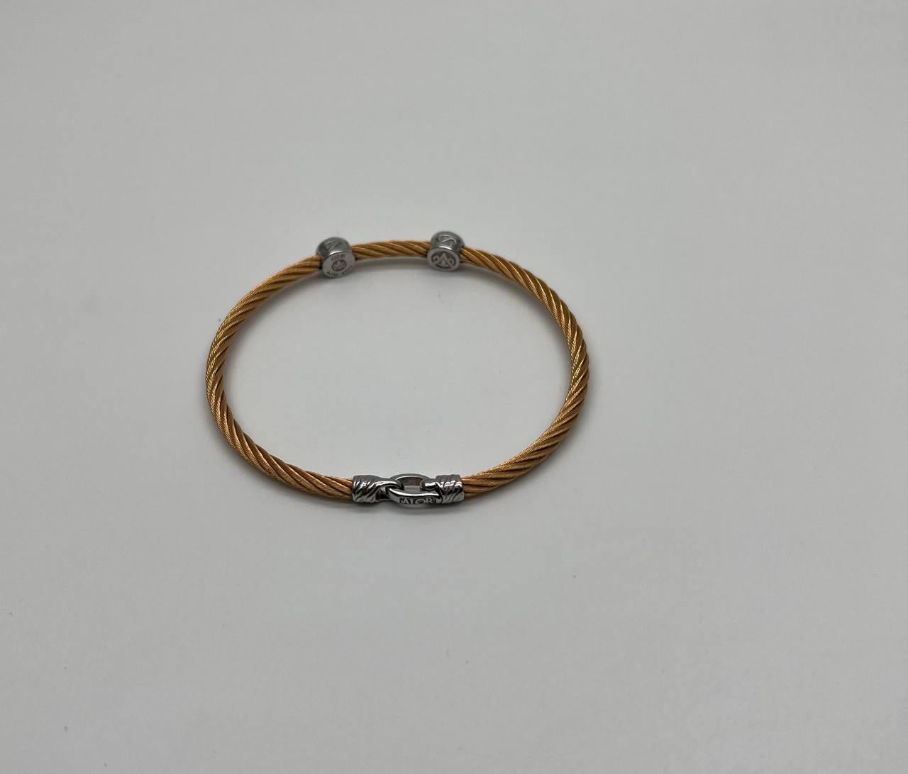 Yellow Cable Row 18K White Gold Diamonds Filigree Statement Twisted Bracelet