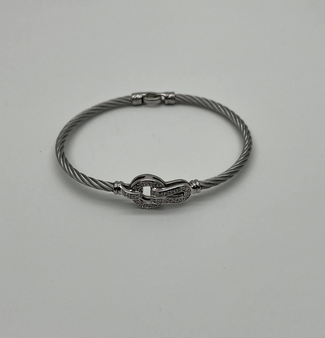 Silver Cable Row 18 Karat White Gold Diamonds Filigree Statement Symbol Bracelet