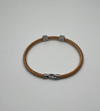 Yellow Cable Row 18 Karat White Gold Diamonds Filigree Statement Steel Bracelet