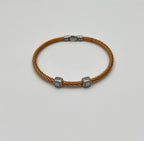 Yellow Cable Row 18 Karat White Gold Diamonds Filigree Statement Steel Bracelet