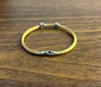 Yellow Cable Row 18 Karat White Gold Diamonds Filigree Statement Steel Bracelet
