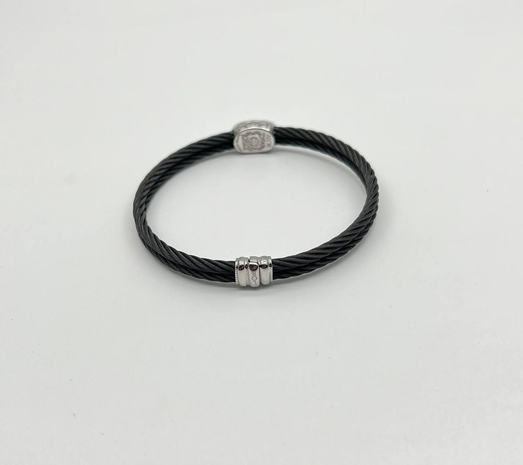 Black Cable Row 18K White Gold Diamonds Filigree Statement Twisted Bracelet