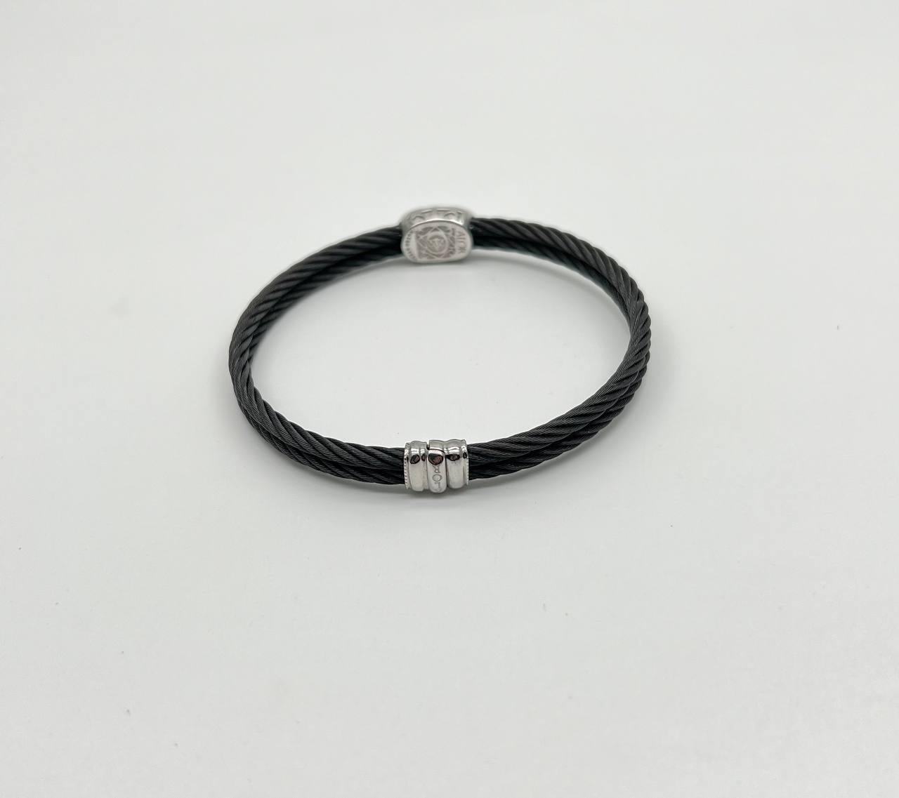 Black Cable Row 18K White Gold Diamonds Filigree Statement Twisted Bracelet