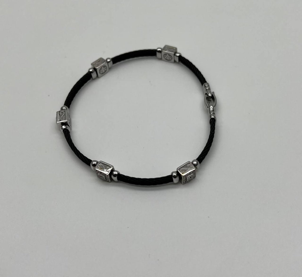 Black Cable Row 18K White Gold Diamonds Filigree Statement Twisted Bracelet