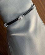 Black Cable Row 18K White Gold Diamonds Filigree Statement Twisted Bracelet