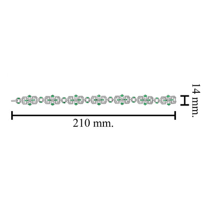 Diamond & Emerald Vintage Inspired Art Deco Filigree Style Link White Bracelet