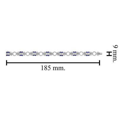 Blue Sapphire & Diamond Vintage Inspired Edwardian StyleLink White Gold Bracelet