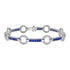 Art Deo Style Diamond & Blue Sapphire Tennis Circle 18K White Gold Bracelet