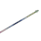 Rainbow Color Sapphires 18K White Gold Eternity Band Ring & Tennis Bracelet Set