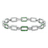 Green Emerald & Diamond Art Deco Style Inspired Link 14K White Gold Bracelet