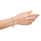 Diamond Square Rainbow Color Sapphire Tennis Line Link White Gold Bracelet