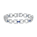 Art Deco Style Inspired Blue Sapphire & Diamond Tennis Line White Gold Bracelet