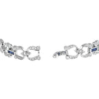 Art Deco Style Inspired Blue Sapphire & Diamond Tennis Line White Gold Bracelet