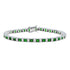 Square Green Tsavorite & Diamond Art Deco Style Tennis Line White Gold Bracelet