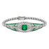 Green Emerald & Diamond Art Deco Style 18K White Gold Unique Bracelet