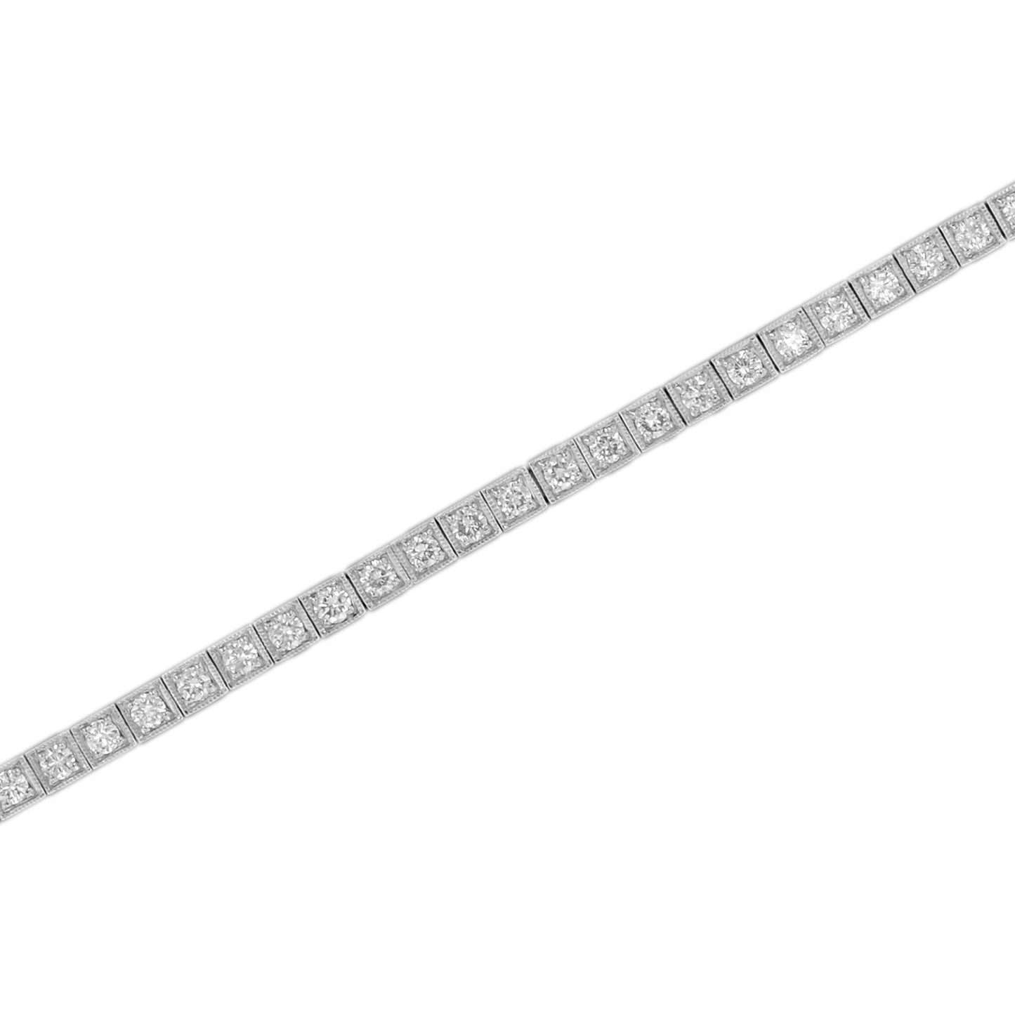 art deco style 2.95 ct. diamond milgrain detail 14k white gold tennis bracelet