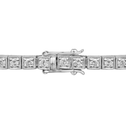 Art Deco Style 2.95 Ct. Diamond Milgrain Detail 14K White Gold Tennis Bracelet