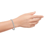 Heart Motif Shape Vintage Inspired Diamond Tennis Line 14K White Gold Bracelet