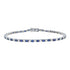 Alternate Round Blue Sapphire & Diamond Tennis Line 14K White Gold Bracelet