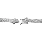 Round Blue Sapphire & Diamond Art Deco Inspired Design White Gold Bracelet