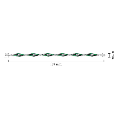Art Deco Inspired Style Diamond & Emerald Onyx 14K White Gold Bracelet