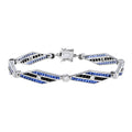 Diamond & Blues Sapphire and Black Onyx Art Deco Style 14K White Gold Bracelet