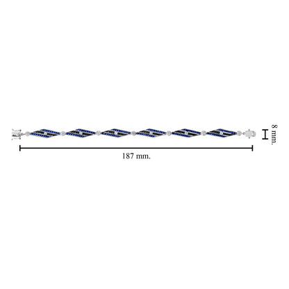 Diamond & Blues Sapphire and Black Onyx Art Deco Style 14K White Gold Bracelet