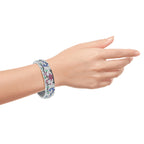 Treasures of Multi Gemstones Antique Inspired 18K White Gold Unique Bracelet