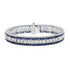 Diamond & Blue Sapphire Art Deco Style Line Tennis Statement Platinum Bracelet