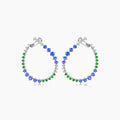 Blue Sapphire & Green Garnet & Diamond 18K White Gold Earrings
