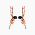 Black Wood, White & Fancy Diamond 18K Rose Gold Gun Earrings
