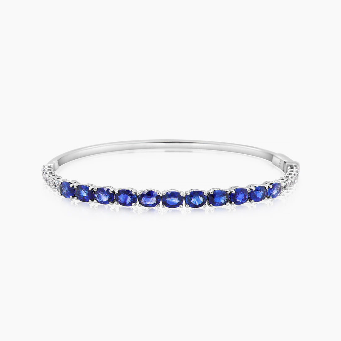 Blue Sapphire Light Blue Sapphire 18K White Gold Chic Bangle Bracelet