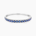 Blue Sapphire White Diamond 18K White Gold Chic Bangle Bracelet