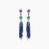 Blue Sapphire, Emerald, Ruby & Pearl 18K White Gold Tassel Bead Drop Earrings