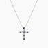 Blue Sapphire White Diamond 18K White Gold Cross Pendant Necklace