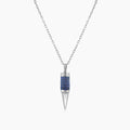 Invisible Blue Sapphire & Diamond 18K White Gold Bullet Rocket Pendant Necklace