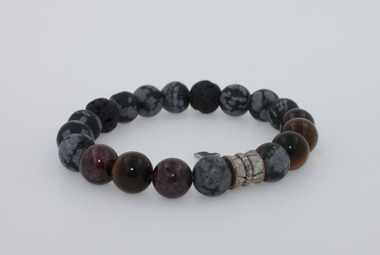 Black Agate Brown Earth Gemstones Round Bead Stretchy Unique Statement Circle Be