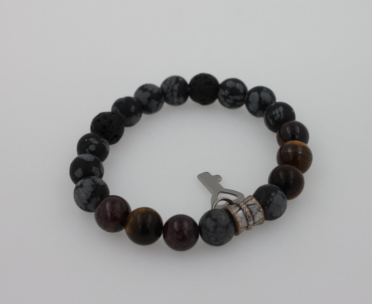 Black Agate Brown Earth Gemstones Round Bead Stretchy Unique Statement Circle Be