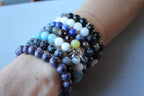 Black Agate Grey Earth Gemstones Round Bead Stretchy Unique Statement Circle Bea
