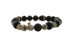 Black Agate Grey Earth Gemstones Round Bead Stretchy Unique Statement Circle Bea