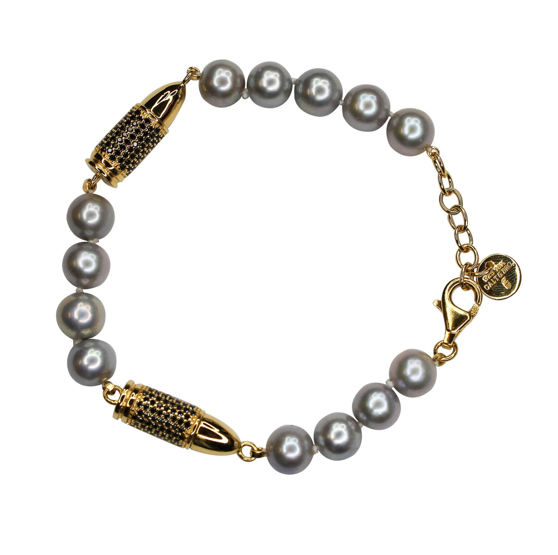 Black Spinel Pave Set Gemstone Gold Rocket Bullet Grey Silver Pearl Sterling Sil