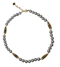Black Spinel Pave Set Gold Rocket Bullet Grey Pearl 18K Gold Vermeil Sterling Si