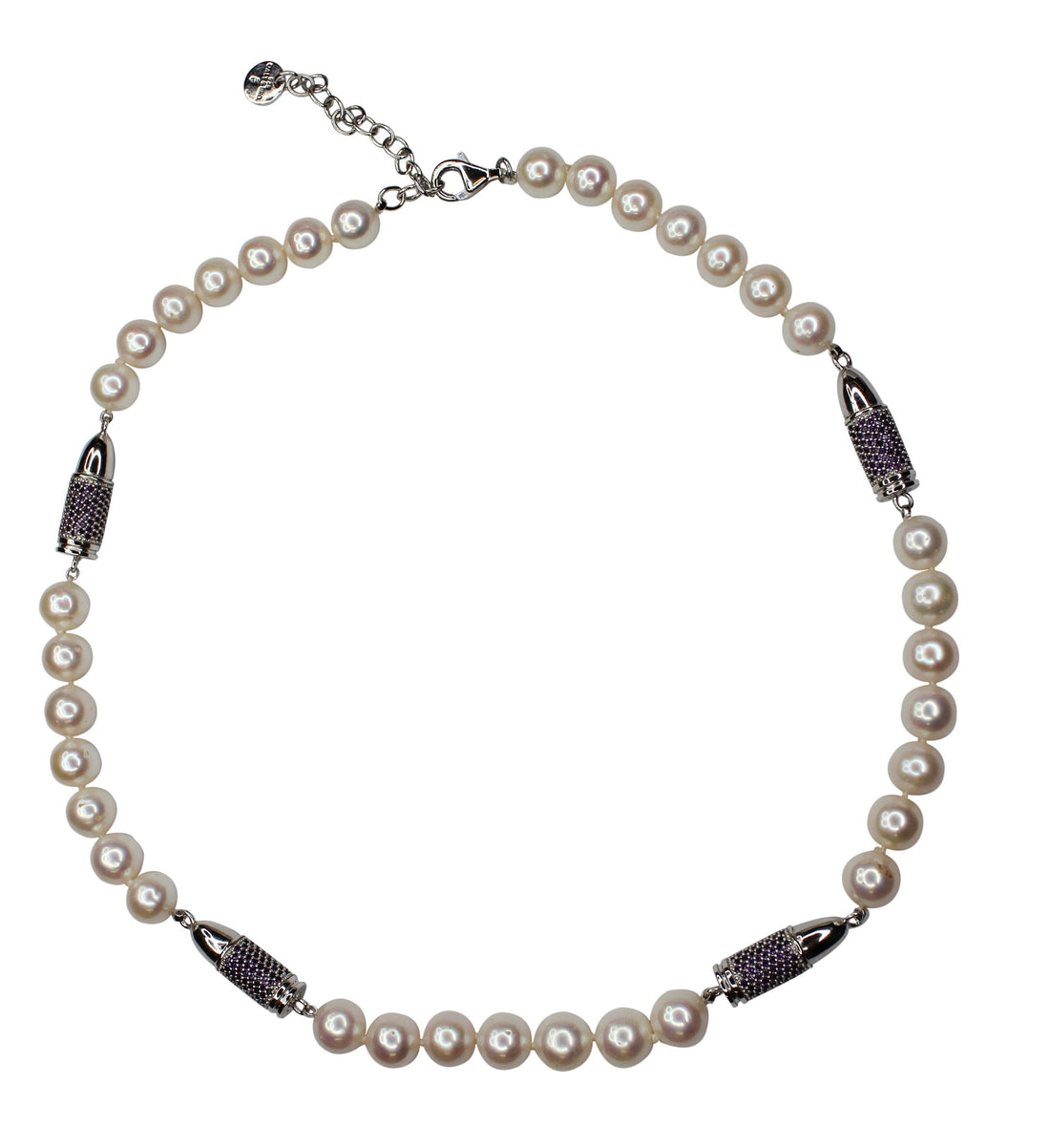 Black Spinel Pave Set Silver Rocket Bullet White Pearl Sterling Silver Bead Stat