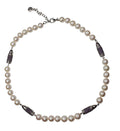 Black Spinel Pave Set Silver Rocket Bullet White Pearl Sterling Silver Bead Stat