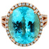 Blue Paraiba Tourmaline Diamond Halo Classic Simple Solitaire 18 Karat Gold Ring