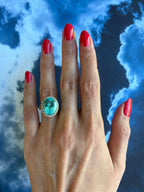 Blue Paraiba Tourmaline Diamond Halo Classic Simple Solitaire 18 Karat Gold Ring