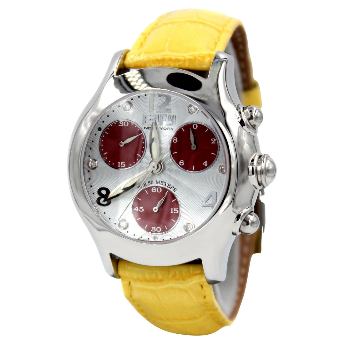 Blue Sapphire & Diamonds Pave Dial Luxury Swiss Quartz Exotic Leather Band Watch