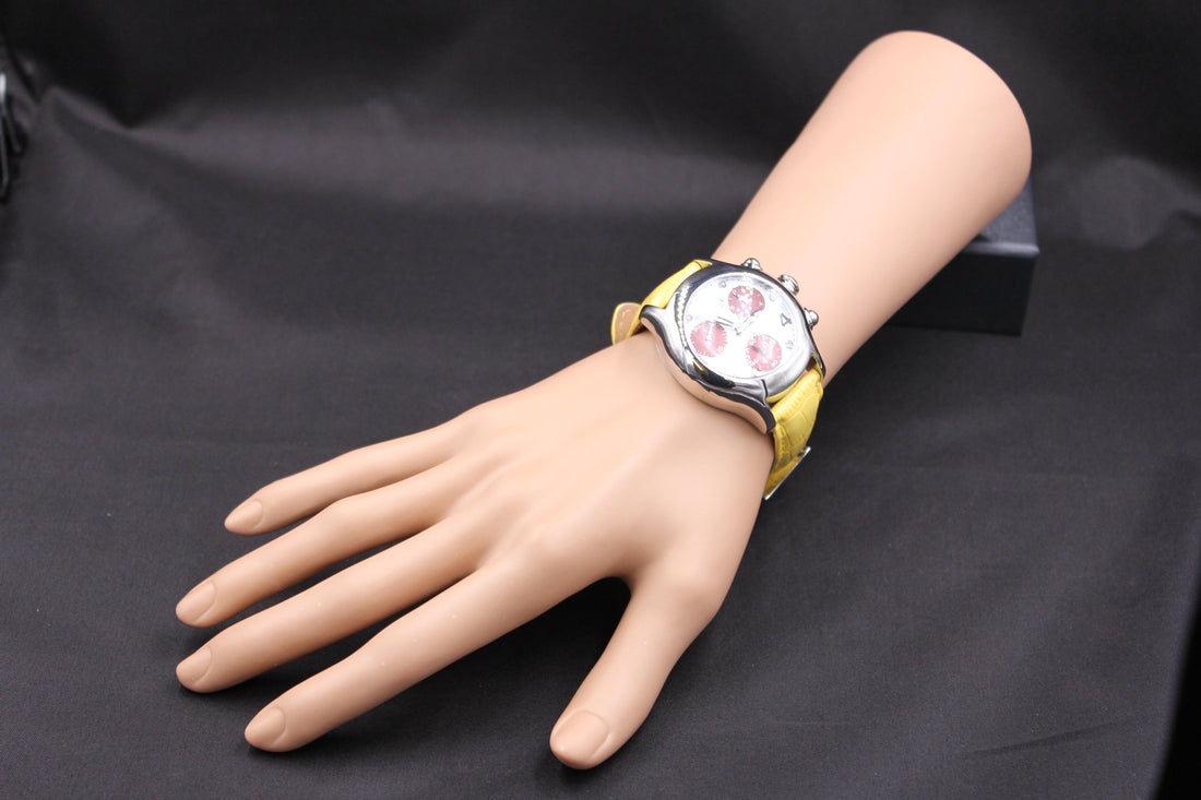 Blue Sapphire &amp; Diamonds Pave Dial Luxury Swiss Quartz Exotic Leather Band Watch